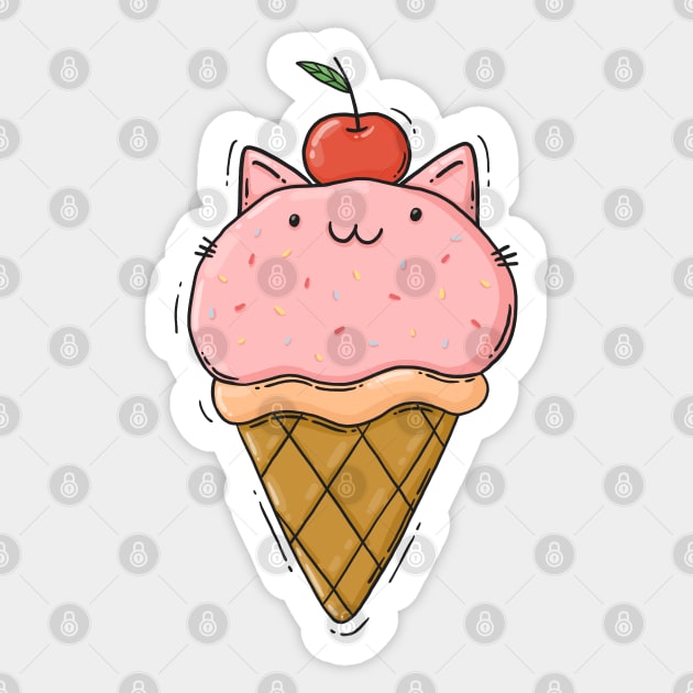 Kitty Ice Cream Sticker by Tania Tania